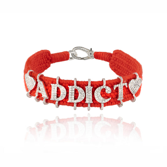 Addict red bracelet in Silver