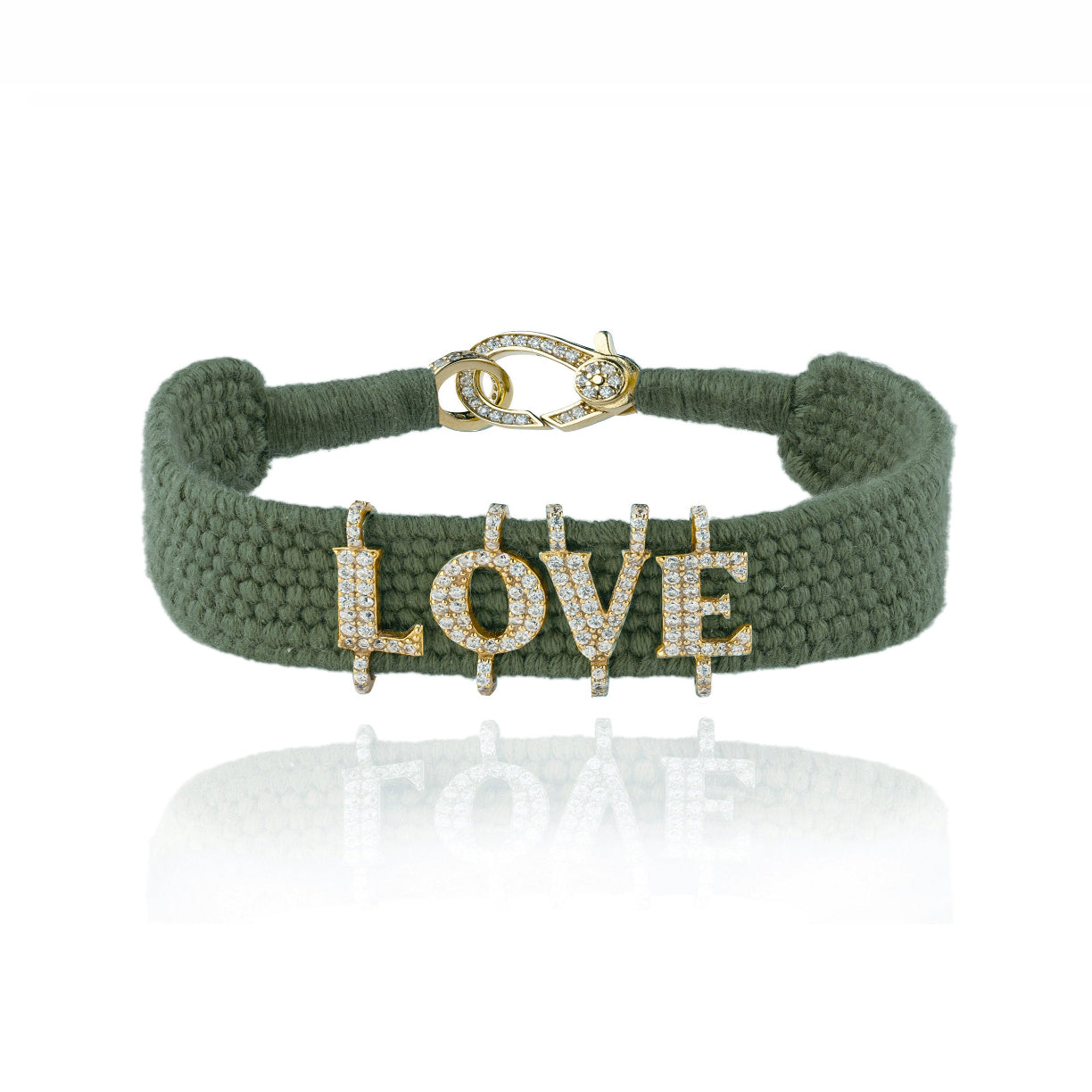 Love Khaki bracelet in Gold plated Silver