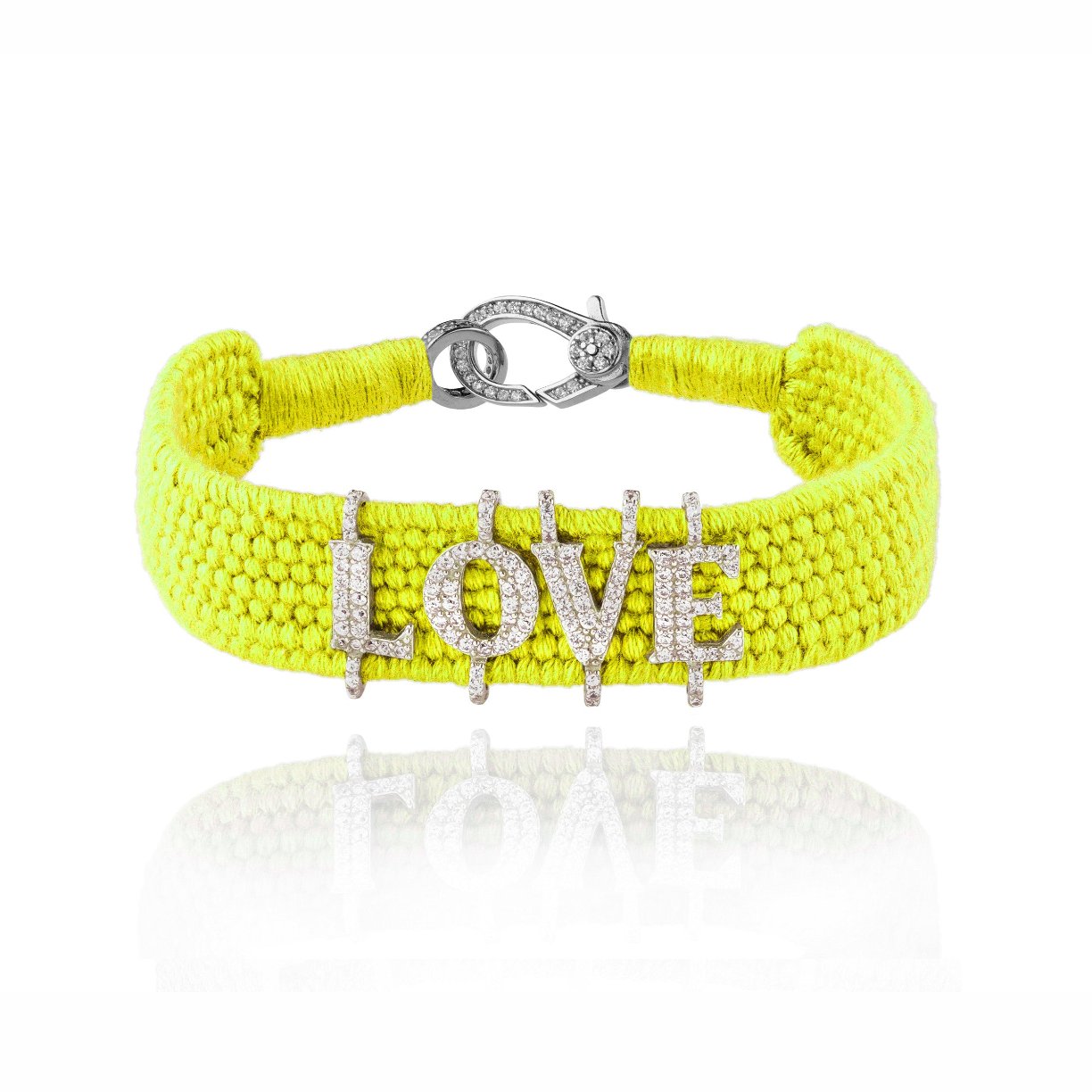 Love Neon Yellow bracelet in Silver