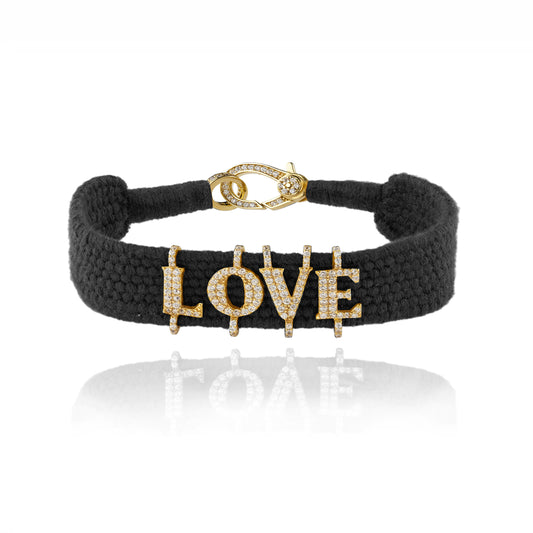 Love Black bracelet in Gold plated Silver