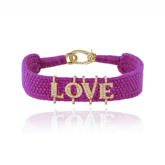 Love Purple bracelet in Gold plated Silver