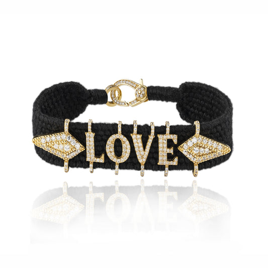 Love black bracelet in Gold plated in Silver