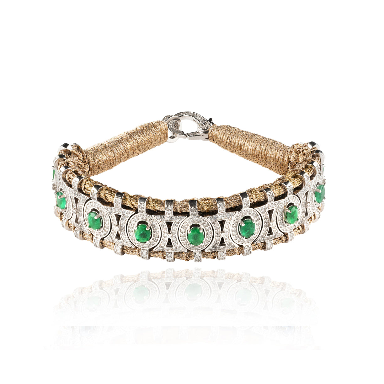 Sao Paulo brass and Emeralds bracelet 