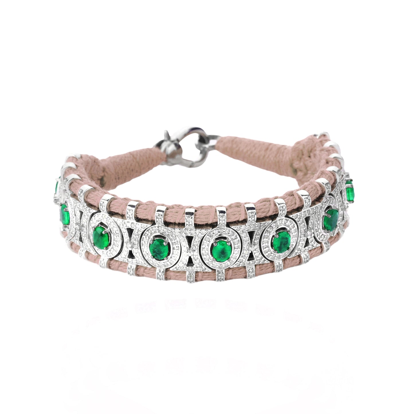 Sao Paulo Nude and Emeralds bracelet in 925 silver and diamonds