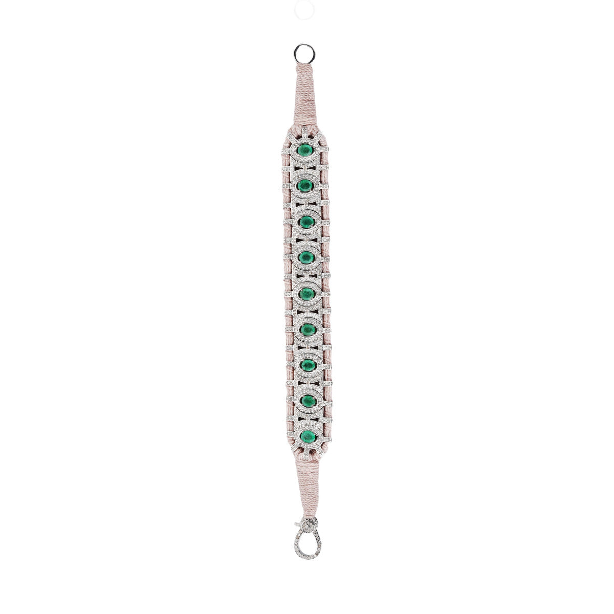 Sao Paulo Vanilla and Emeralds bracelet in 925 silver and diamonds