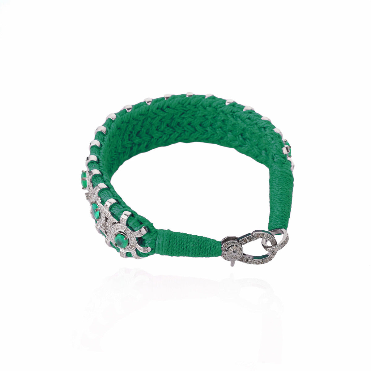 Sao Paulo Green and Emeralds bracelet in 925 silver and diamonds