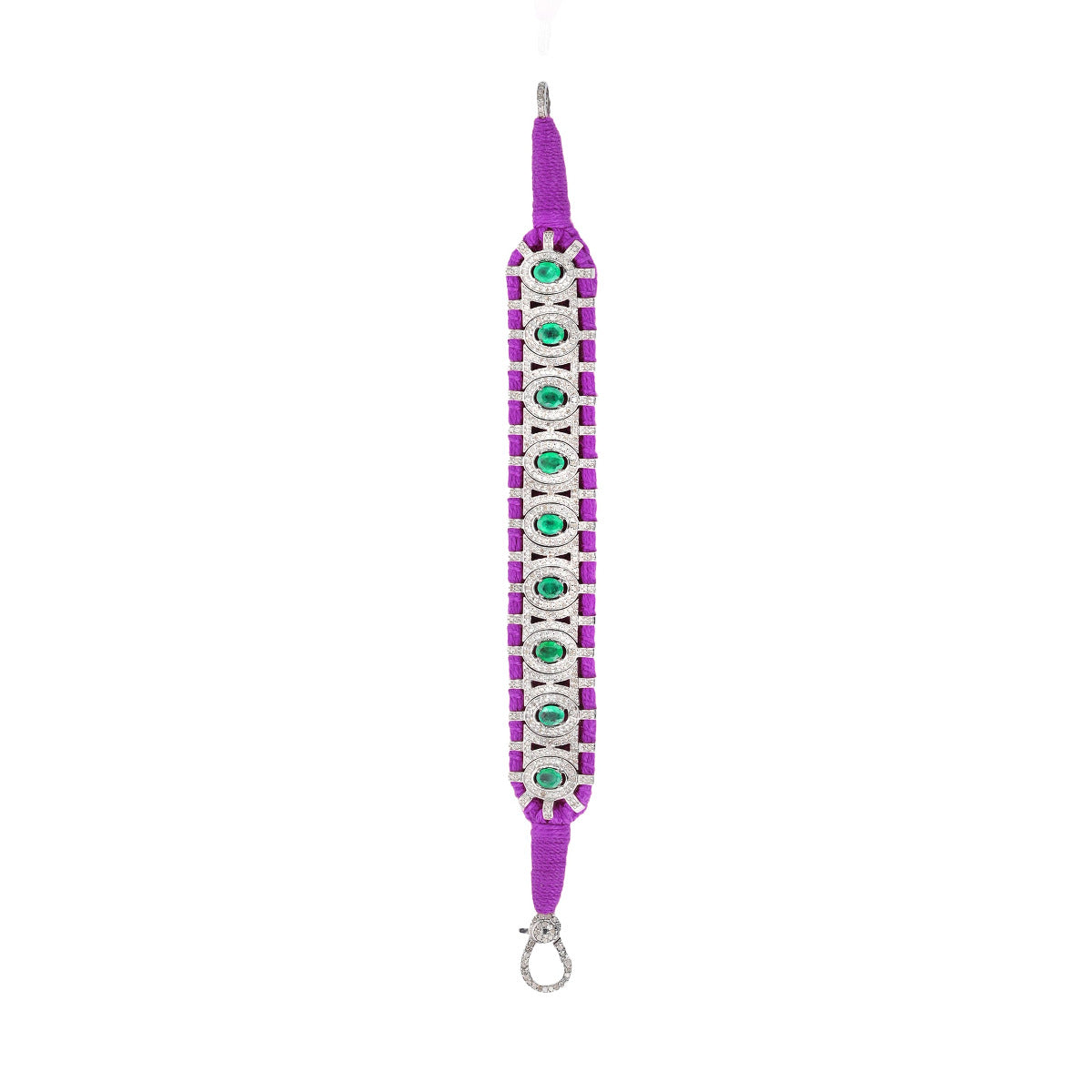 Sao Paulo Violet and Emeralds bracelet in 925 silver and diamonds