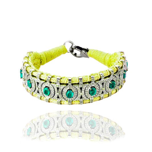 Sao Paulo Neon Yellow and Emeralds bracelet 