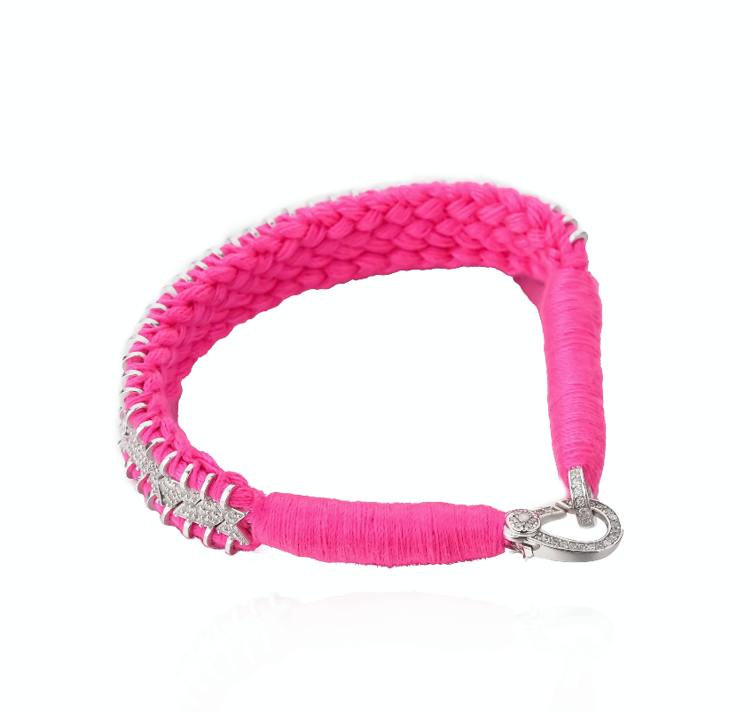 Janeiro Fluo Pink bracelet in 925 silver and diamonds