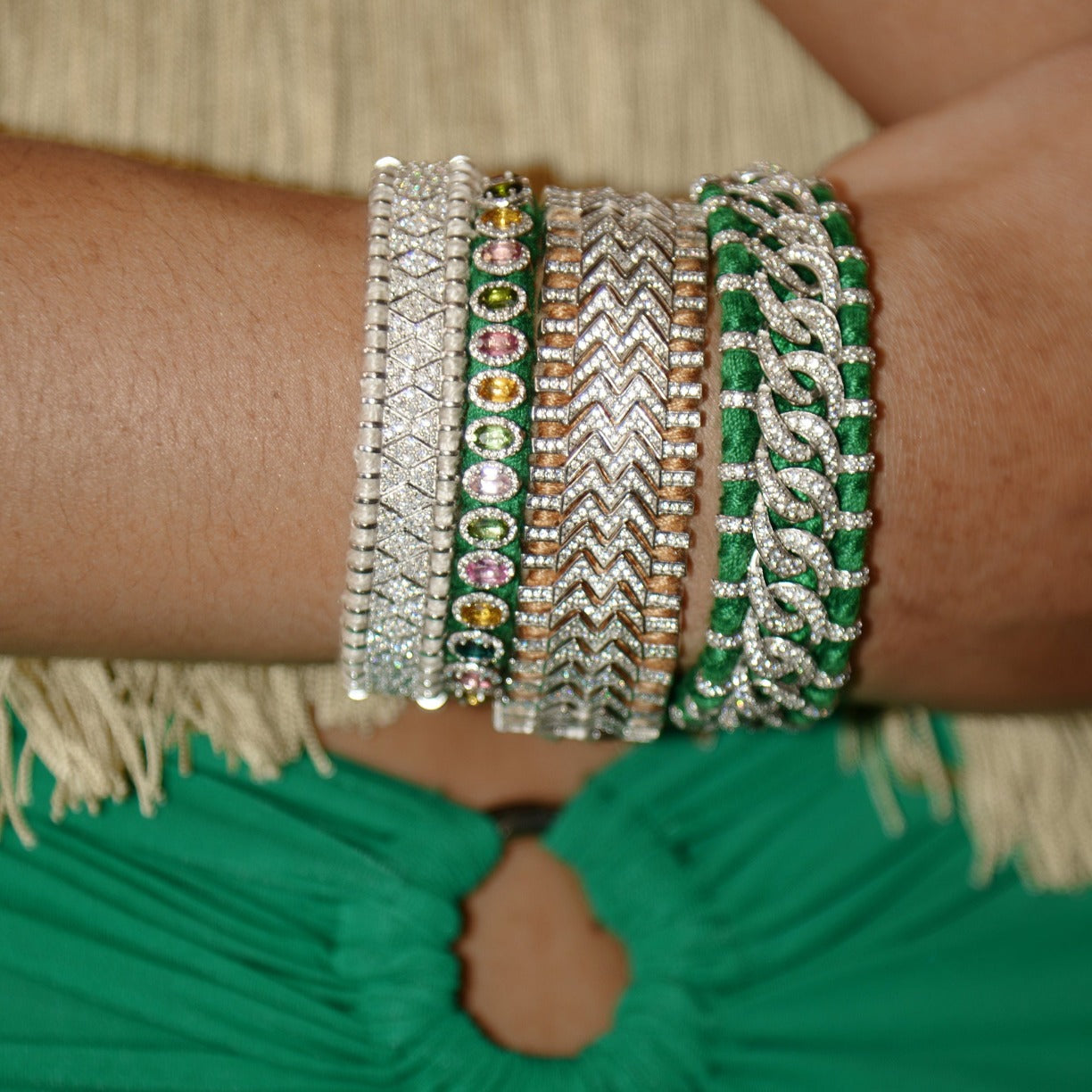 Recife Green bracelet in 925 silver and diamonds