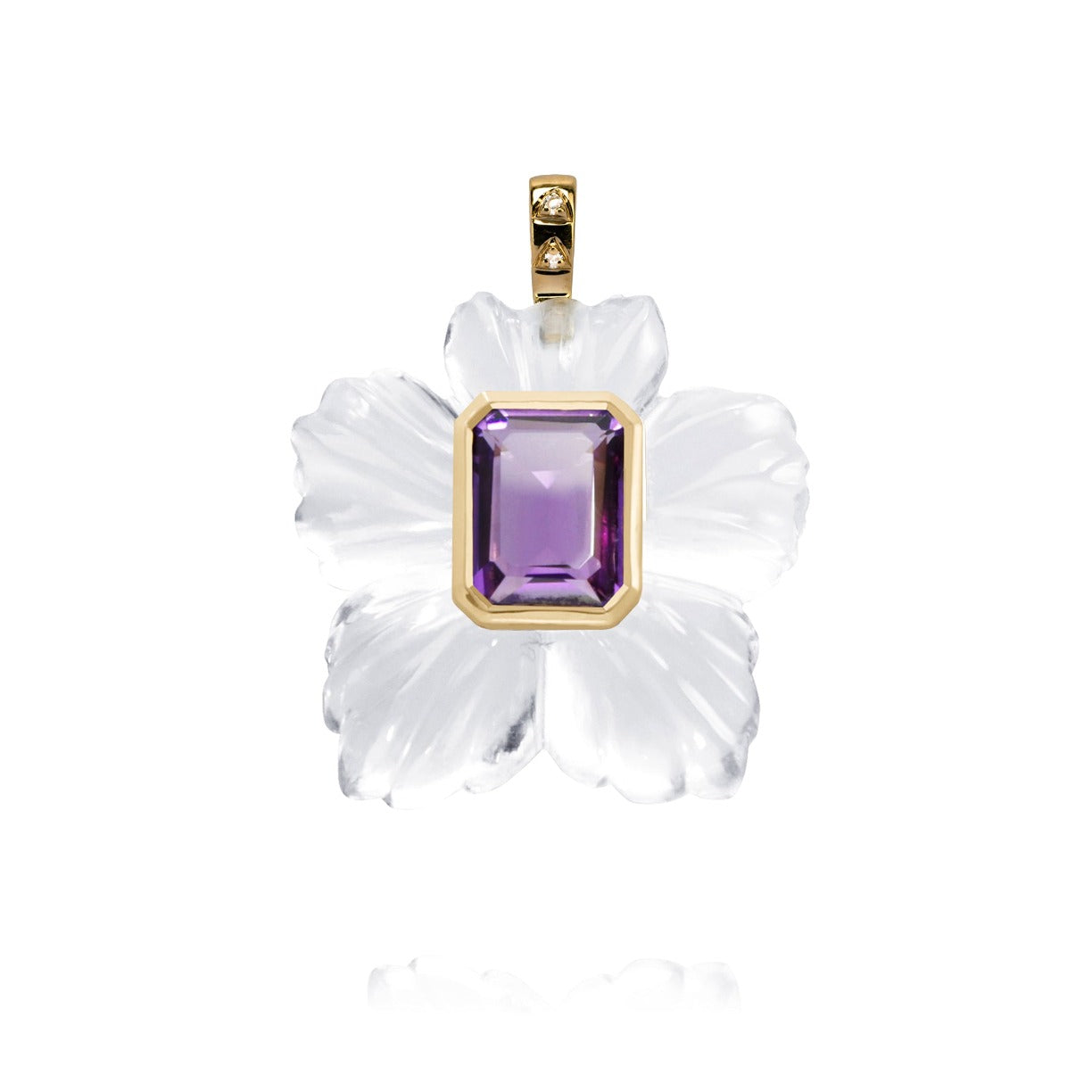 Crystal Flower Pendant - amethyst