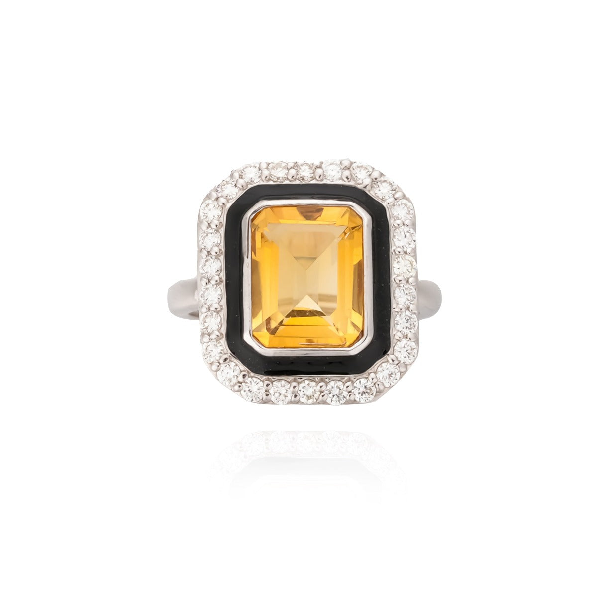 Giny Black ring, Citrine 