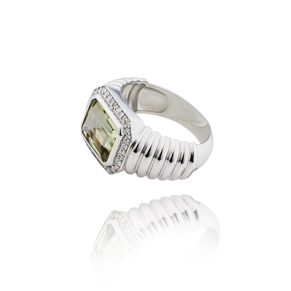 Marly Silver Ring, Green Amethyst 