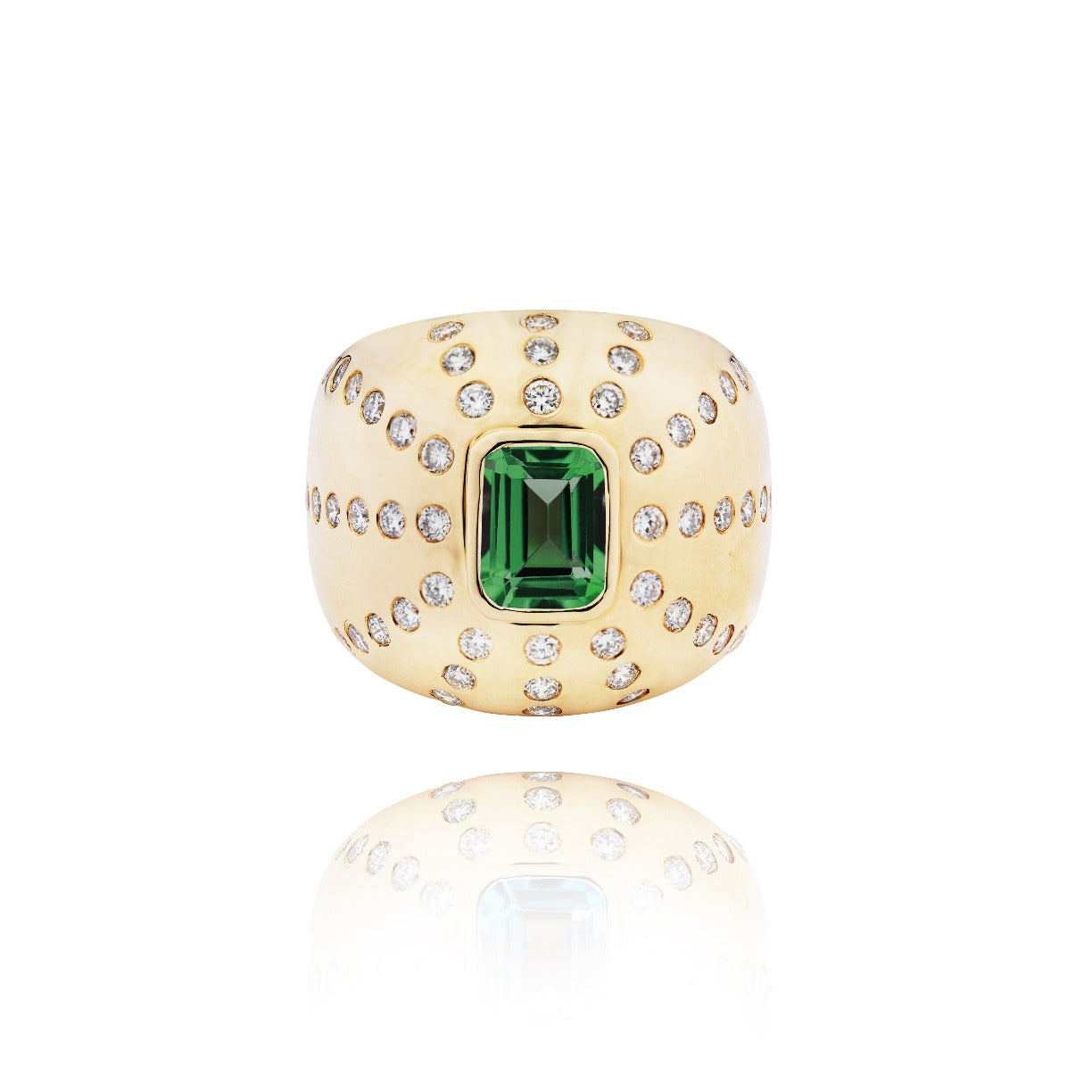 Bague Marteen Or - diamants et Tourmaline verte