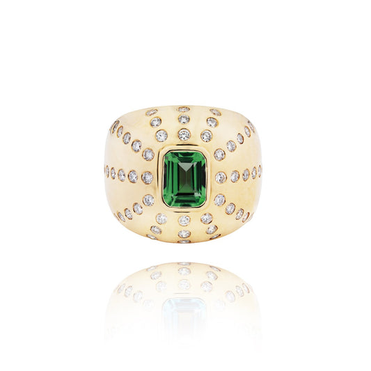 Marteen Gold and green Tourmaline Ring 