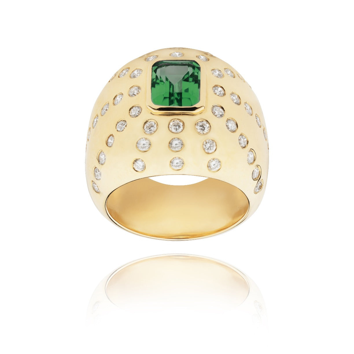 Bague Marteen Or - diamants et Tourmaline verte