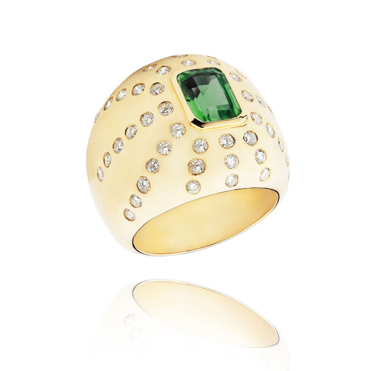 Bague Marteen Or - diamants et Tourmaline verte