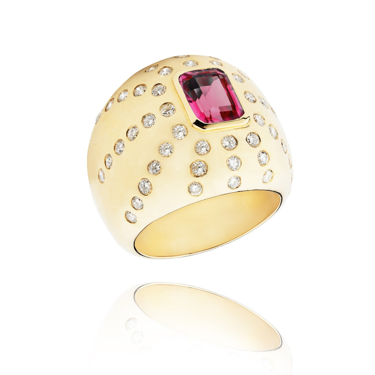 Marteen Gold and pink Tourmaline ring 