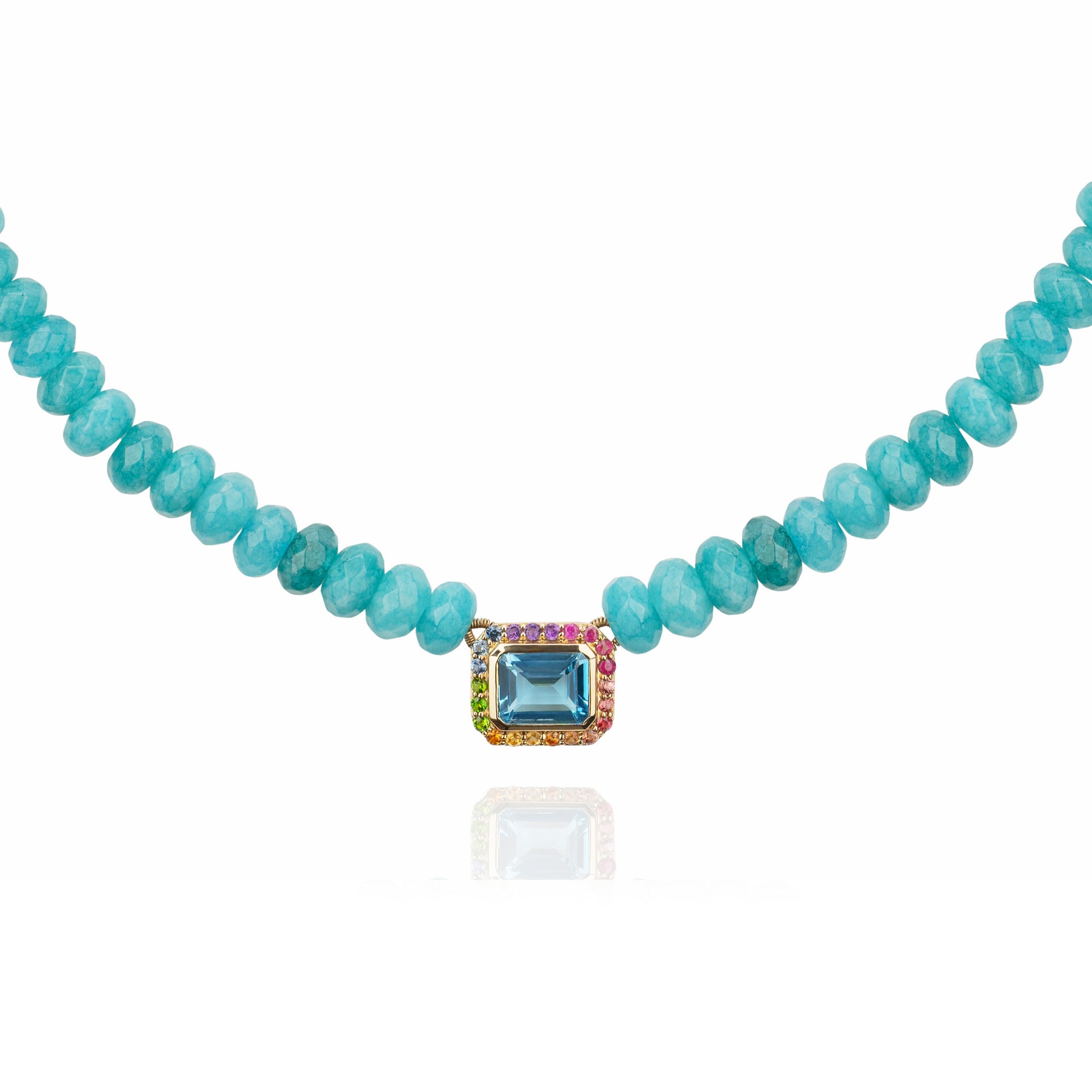 Molly necklace with Amazonite and gold beads - topaz