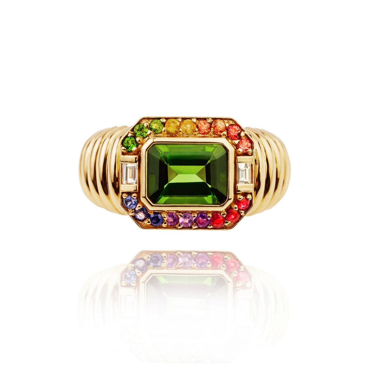 Macy Gold Ring, Green Tourmaline 