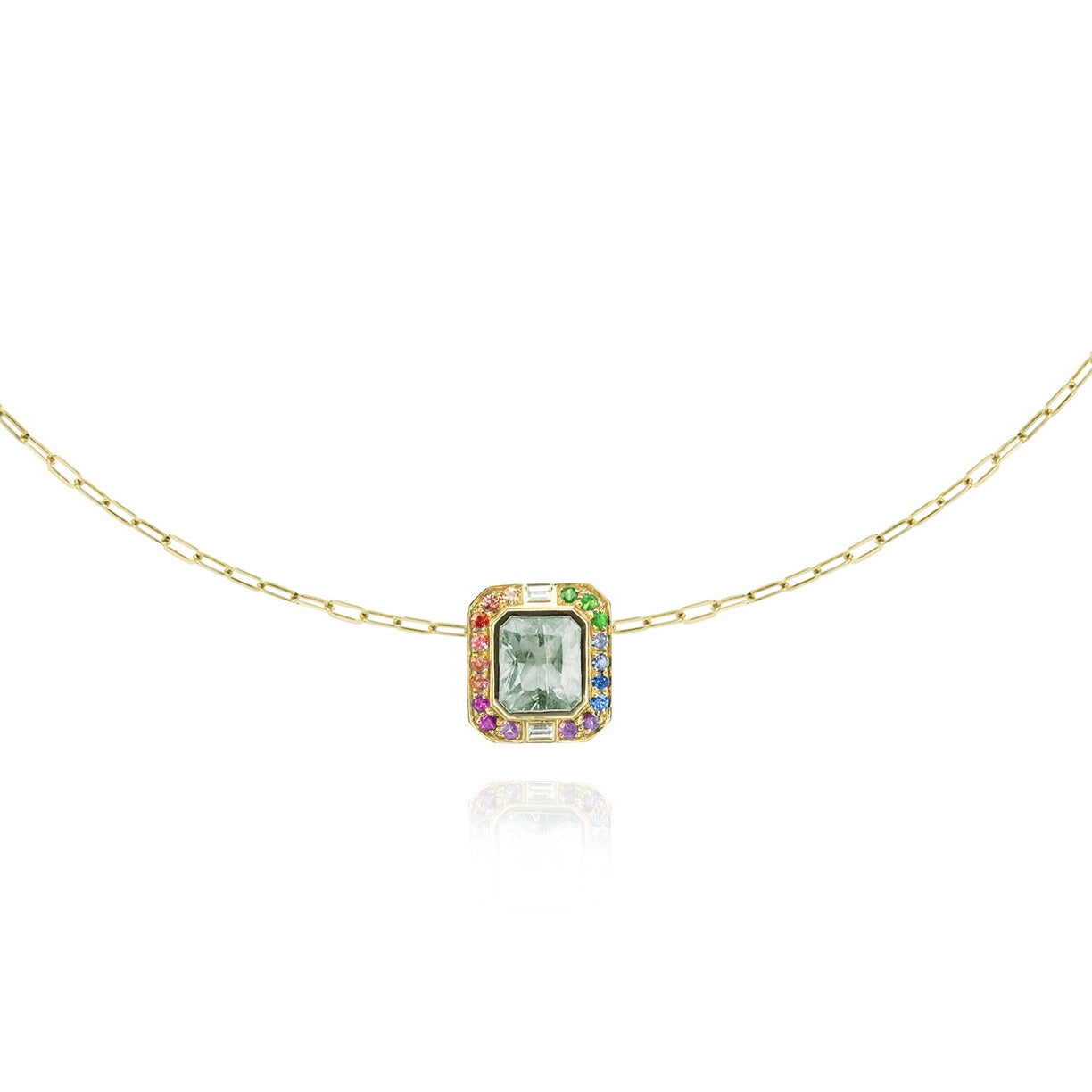 Margareth 18-carat gold and green amethyst necklace