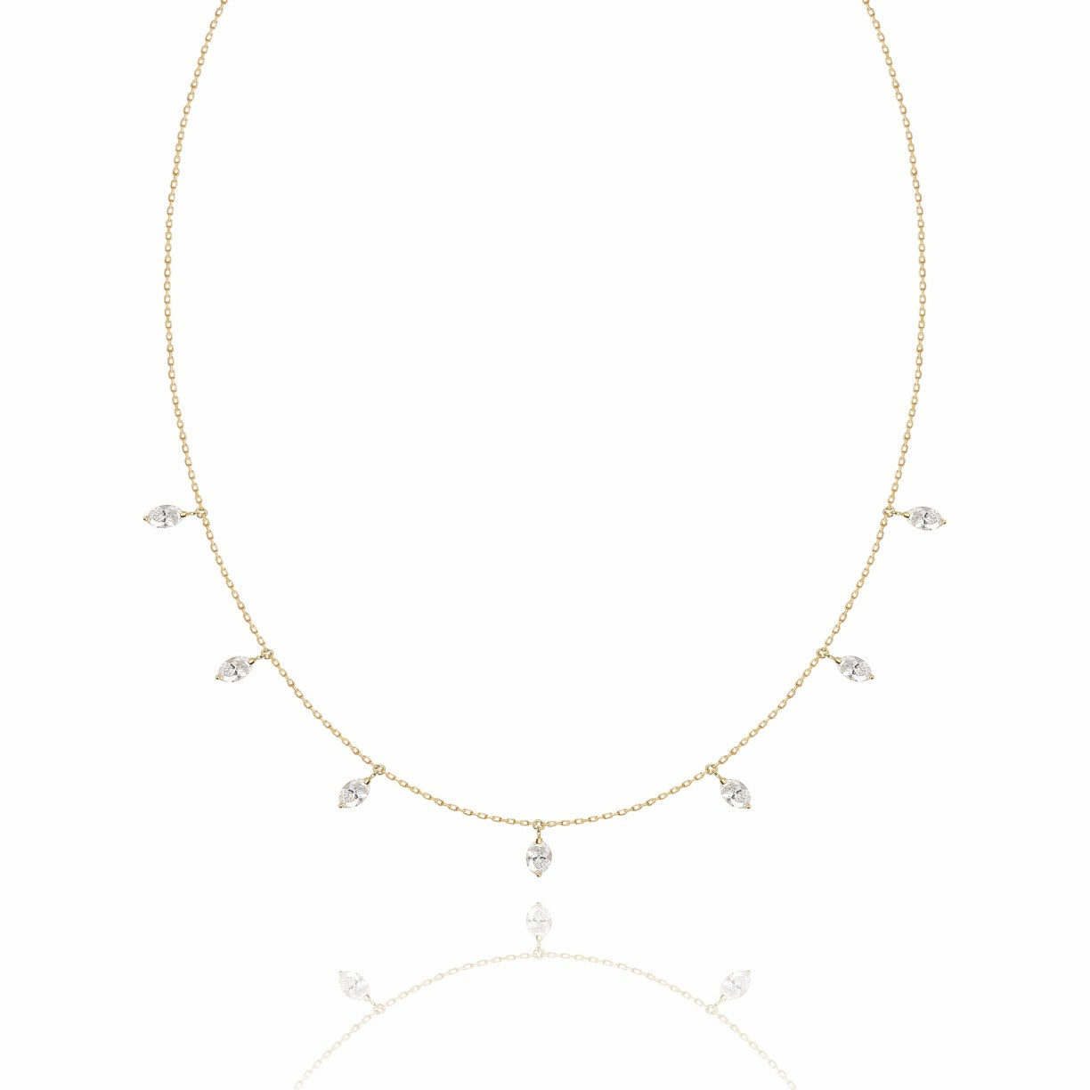 Yellow gold marquise necklace