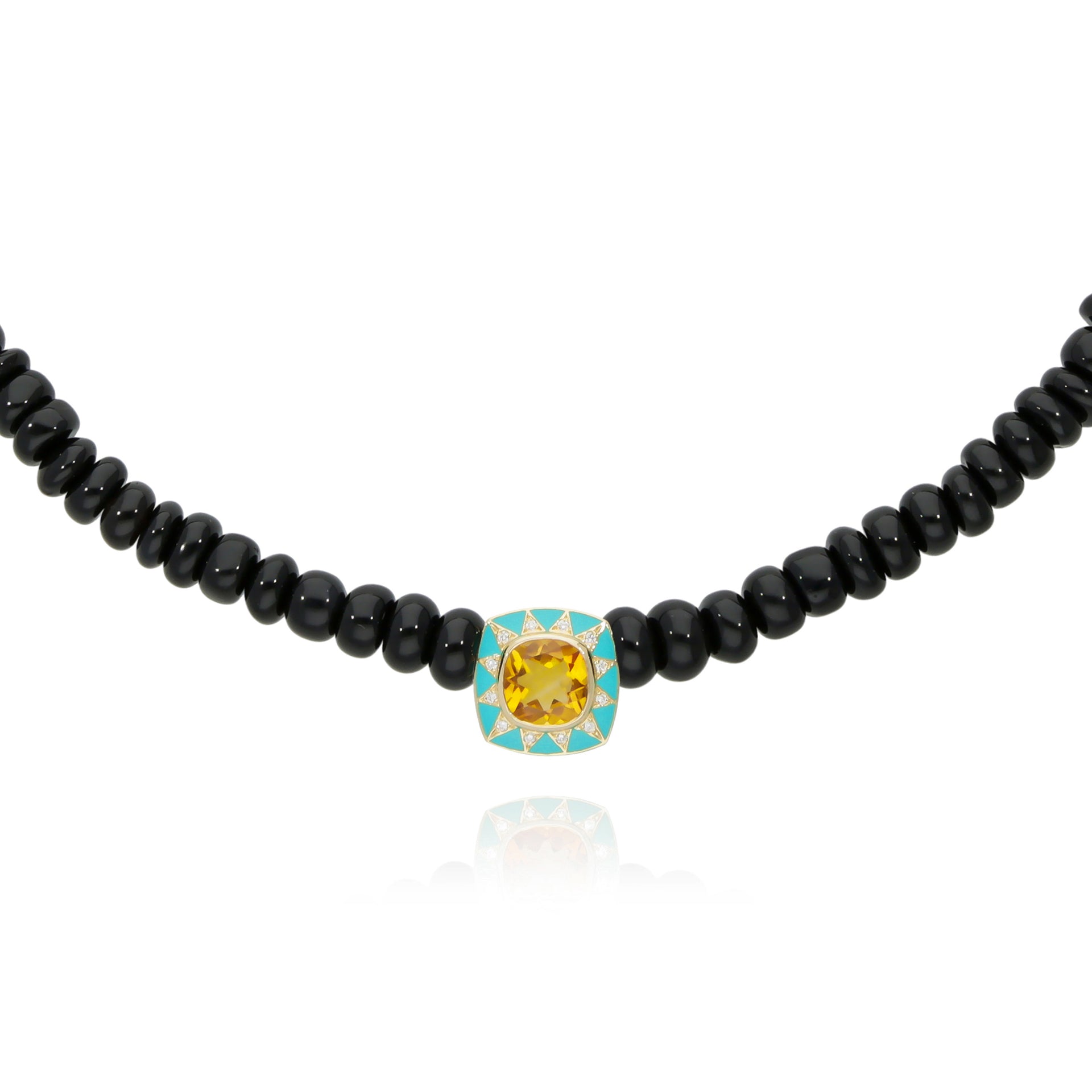 Stella onyx and turquoise enamel necklace