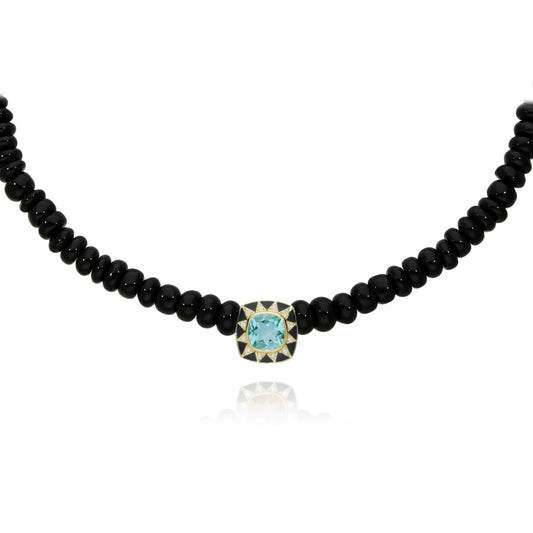 Collier Stella onyx et émail noir