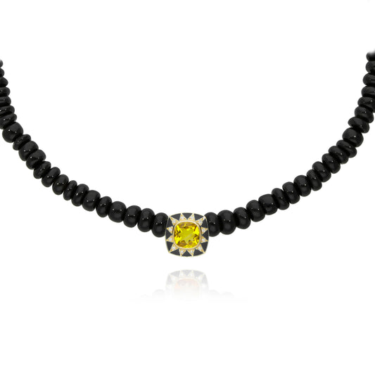 Stella onyx necklace and black enamel