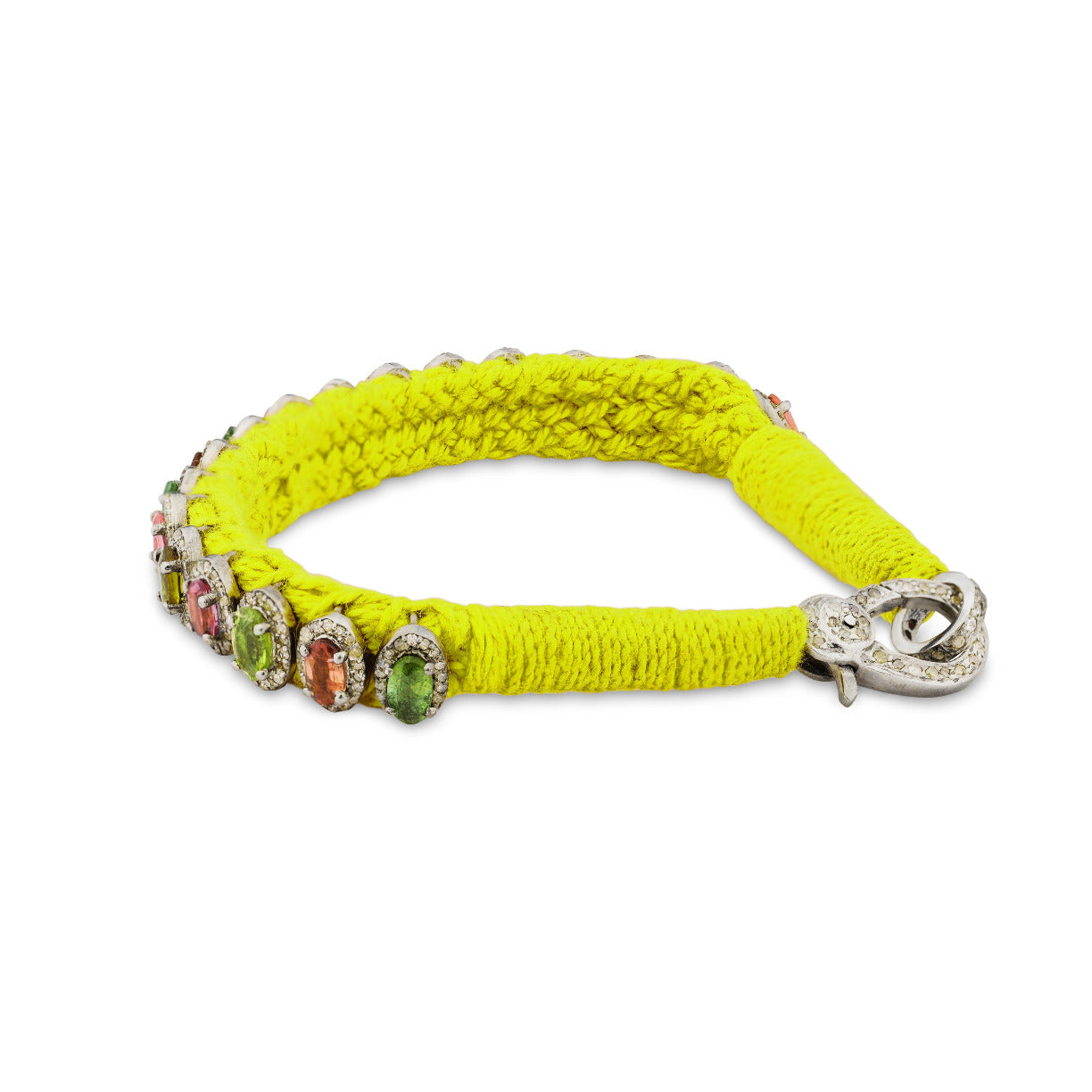 Rio Neon yellow bracelet with semi-precious stones in 925 silver and diamonds