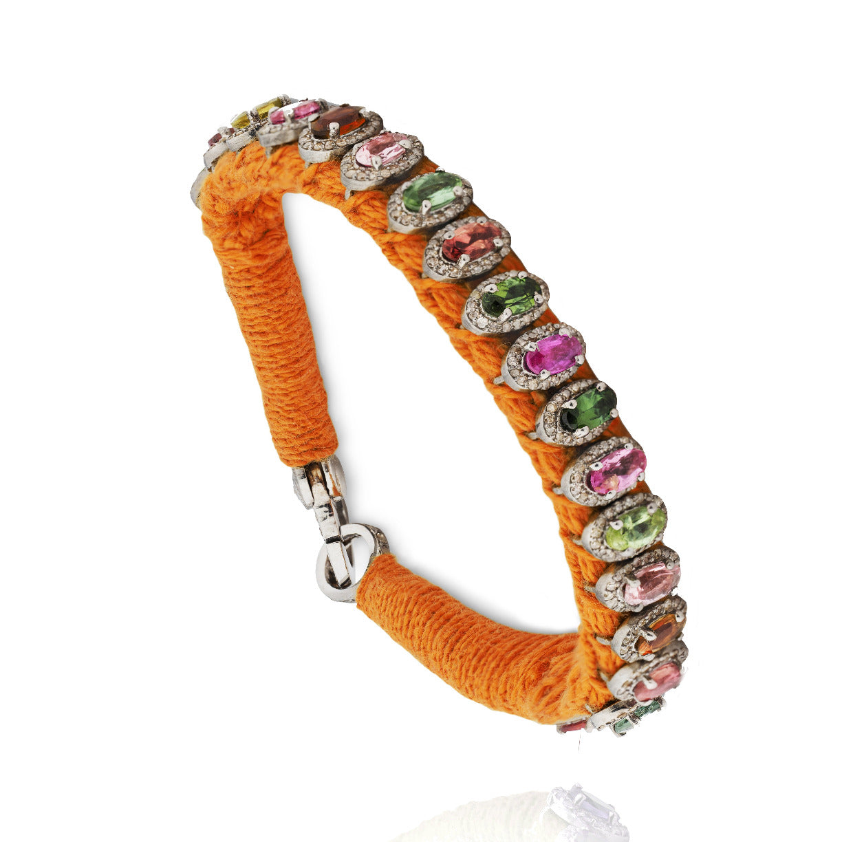 Rio Orange bracelet, semi-precious stones in 925 silver and diamonds