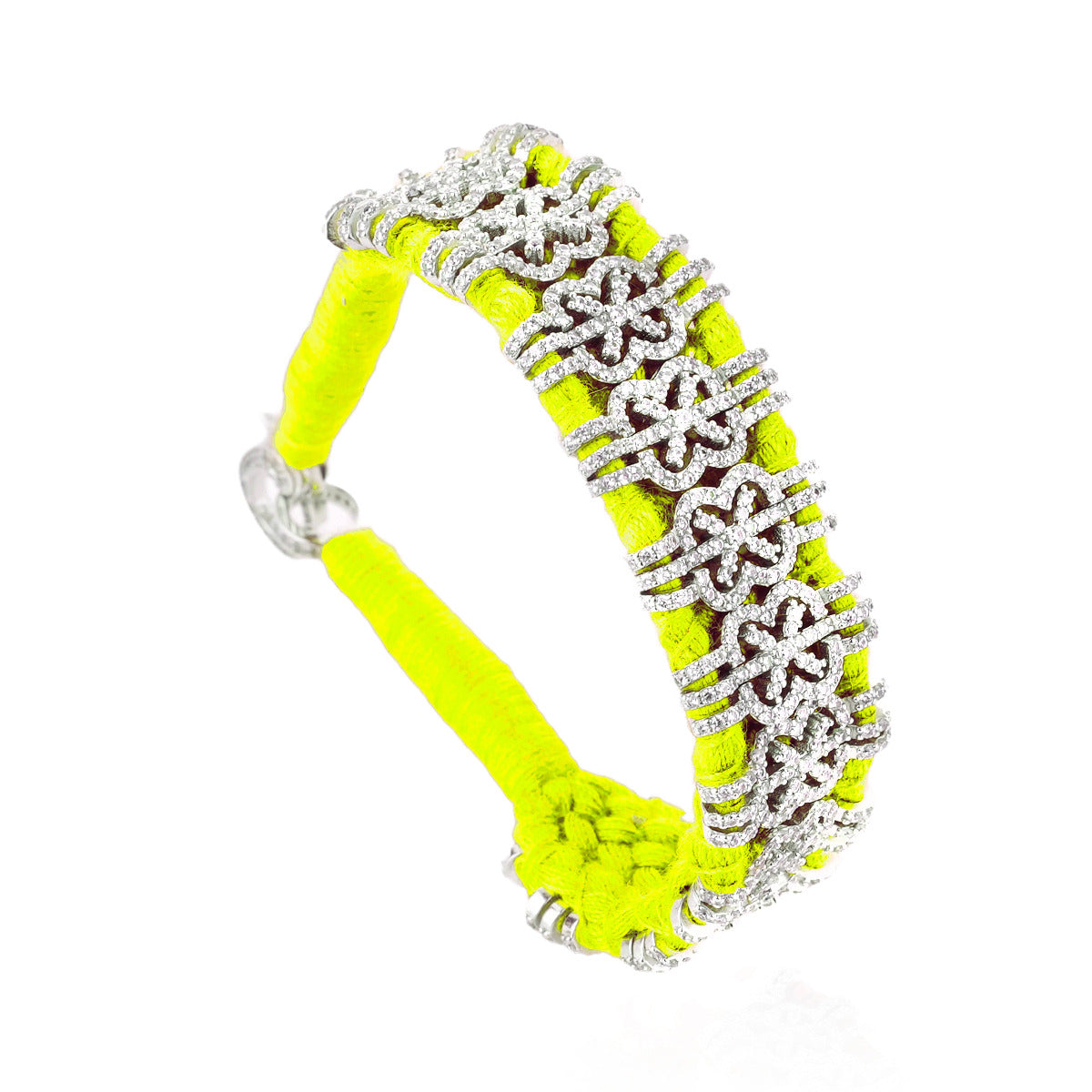 Salvador Fluo Yellow bracelet in 925 silver and diamonds