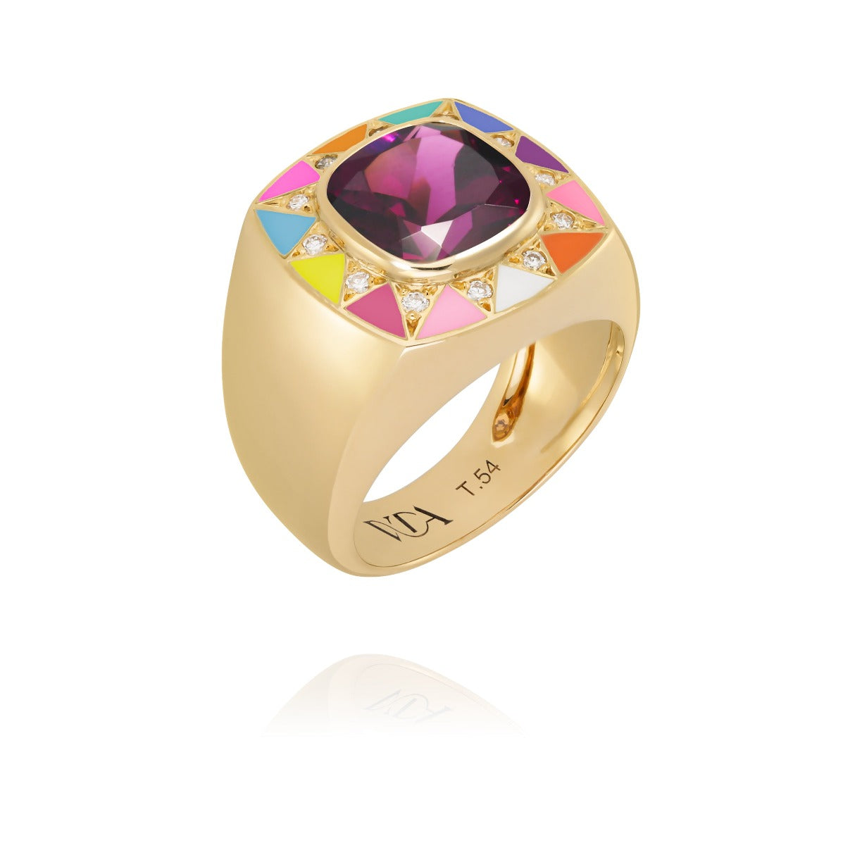Stella Gold, Rainbow and Rhodolite Ring