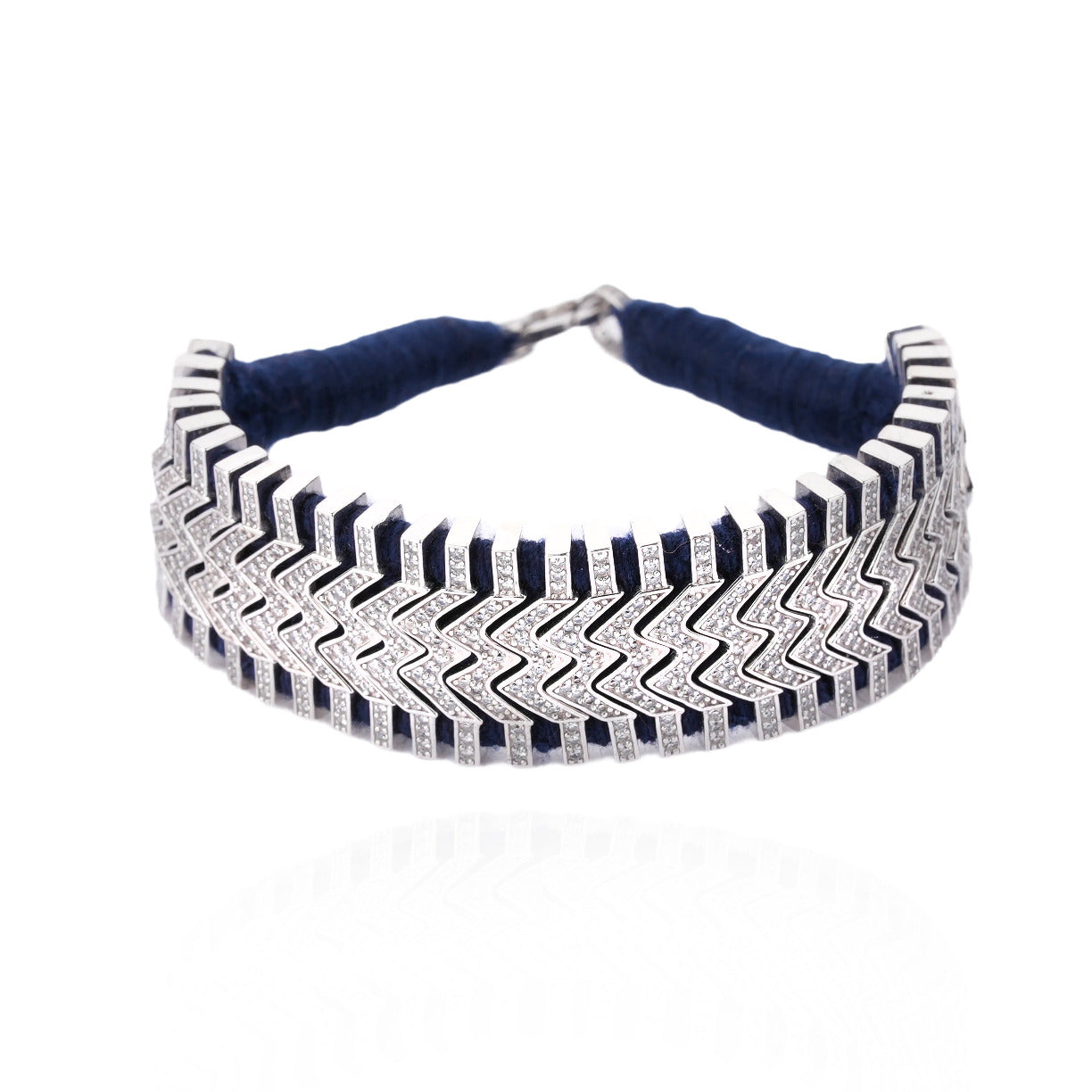 Trancoso Navy bracelet in 925 silver and diamonds