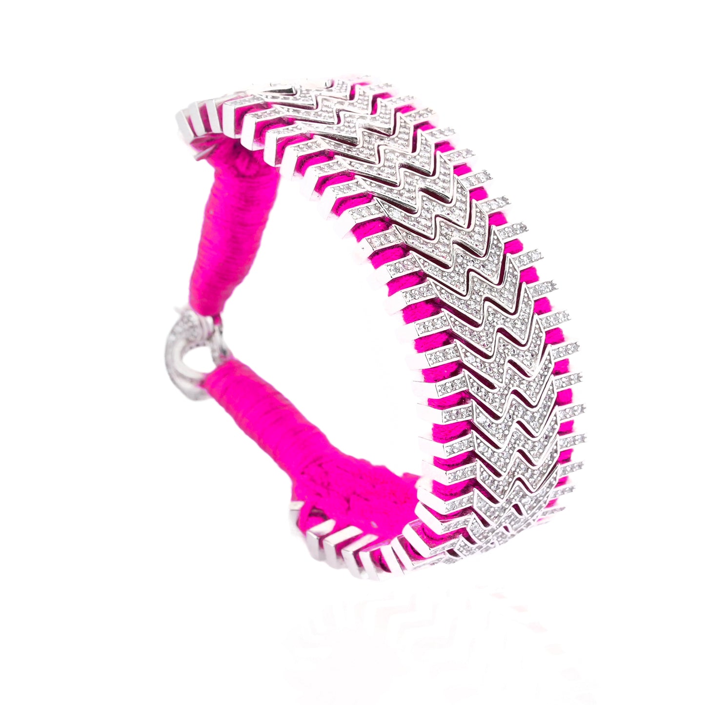 Trancoso Neon pink bracelet in 925 silver and diamonds