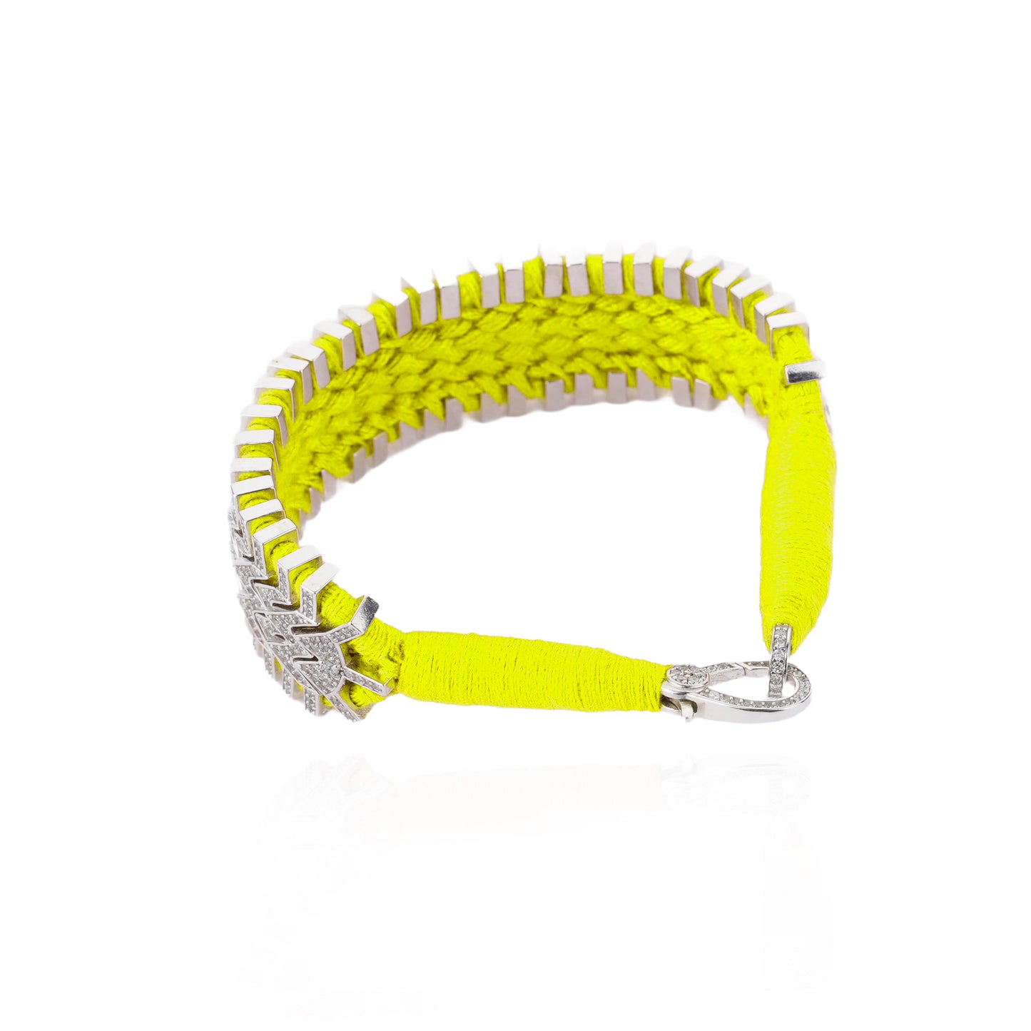 Trancoso Neon yellow bracelet in 925 silver and diamonds